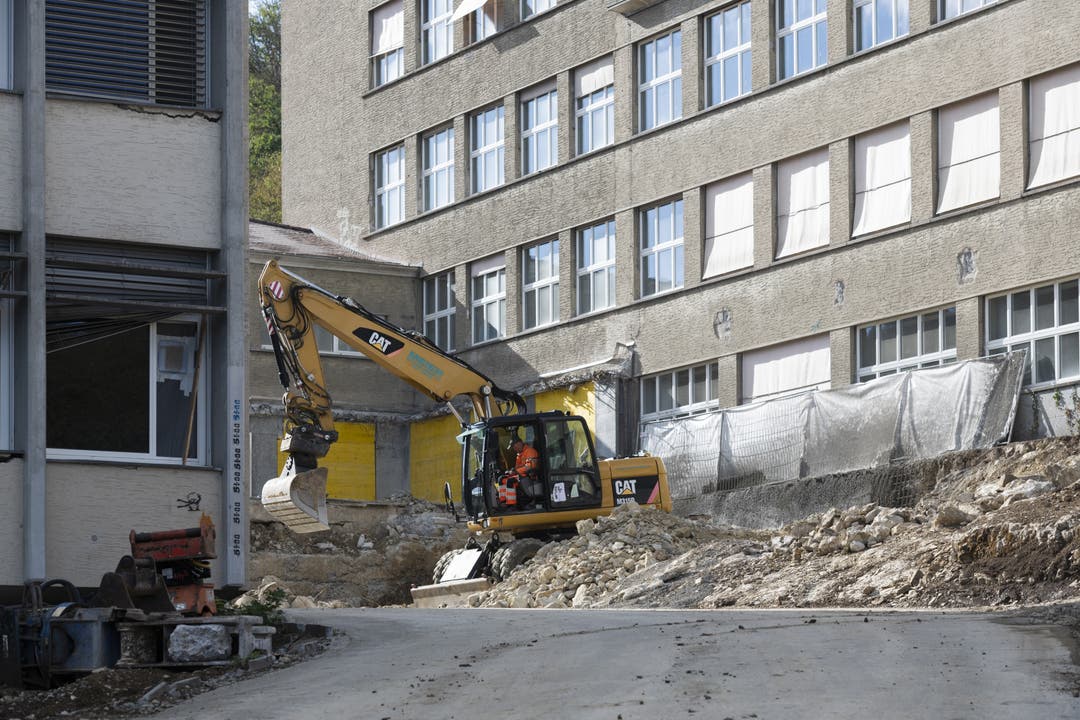 Impression von der Baustelle. Spatenstich Oberstufenzentrum Burghalde Baden, 24. September 2018.