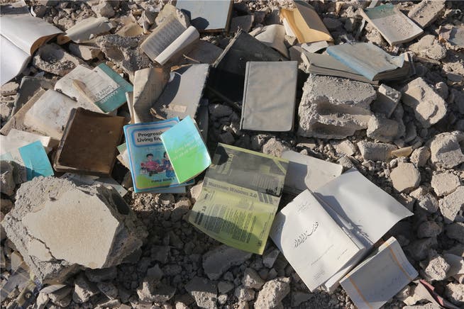 Aus den Trümmern von Daraya in die geheime Bibliothek: Dieses Bild schickten die Büchersammler der Autorin Delphine Minoui. Benevento