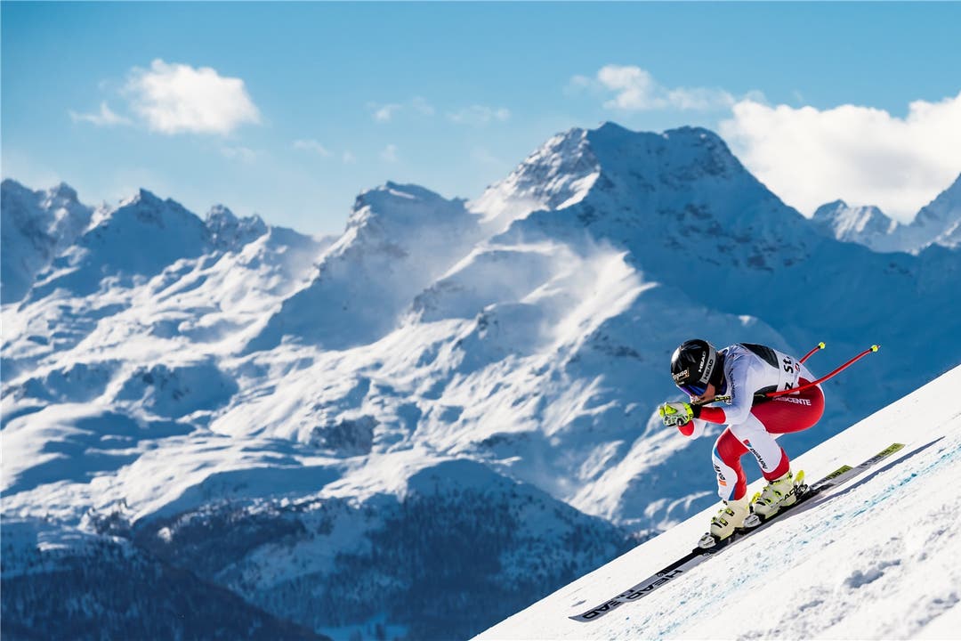 Sonnenstrahlen mit etwas Wind in St.Moritz: Lara Gut-Behrami nutzt die Bedingungen im Super-G für sich aus und fährt auf Rang 2. Einer von bloss zwei Podestplätzen letzten Winter.