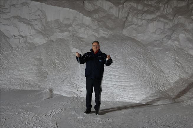 Salz wie Sand am Meer: Urs Hofmeier, Geschäftsführer der Schweizer Salinen AG, steht im Saldome der Saline Riburg.