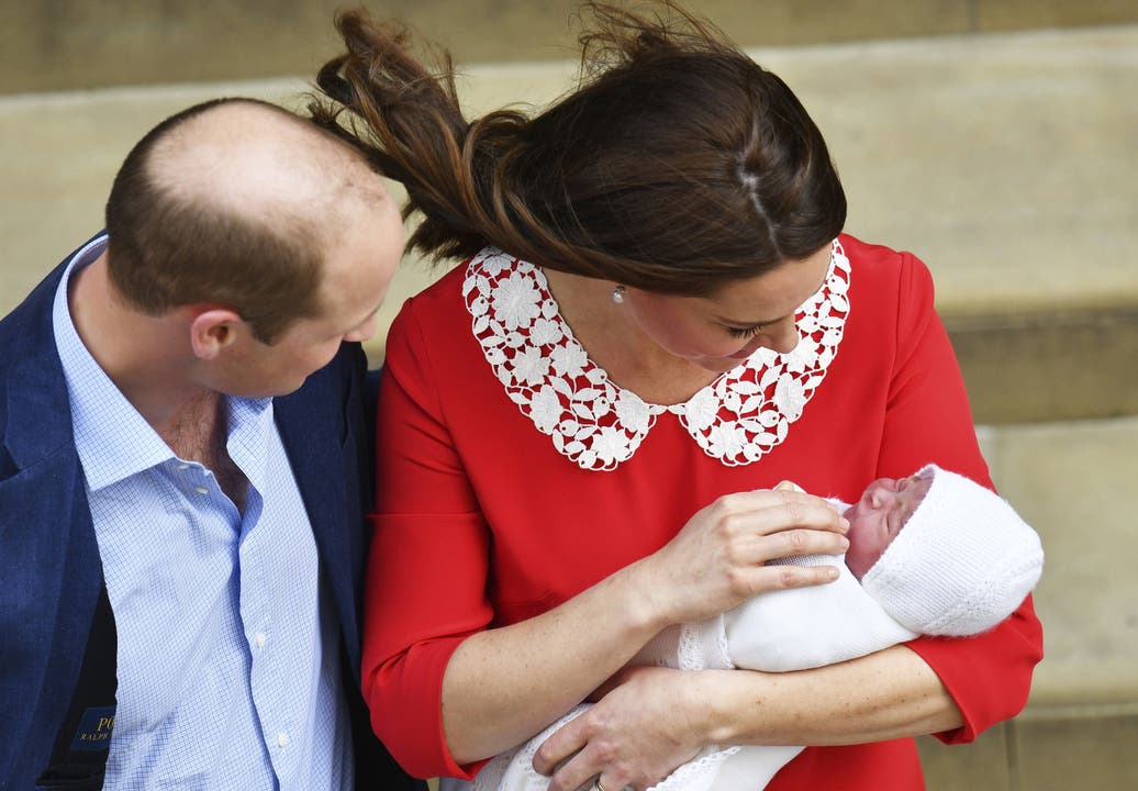 William und Kate mit ihrem Sohn Louis, kurz nach dessen Geburt, April 2018.