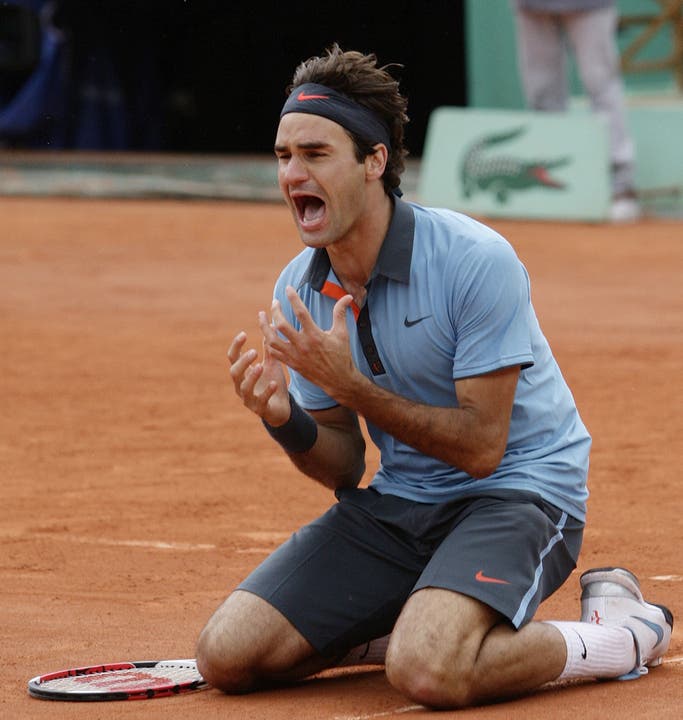 59. Titel: Ein emotionaler Titel! Federer gewinnt 2009 endlich die French Open in Paris Robin Söderling, 6:1, 7:6, 6:4