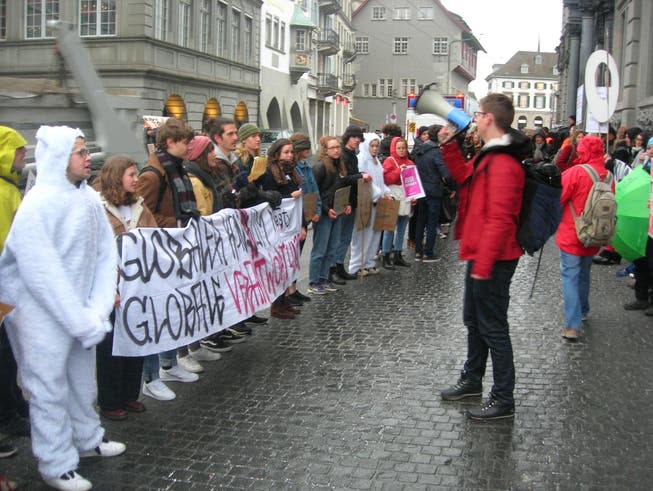 Jugendliche demonstrieren vor dem Zürcher Rathaus für die Ausrufung des Klimanotstands.