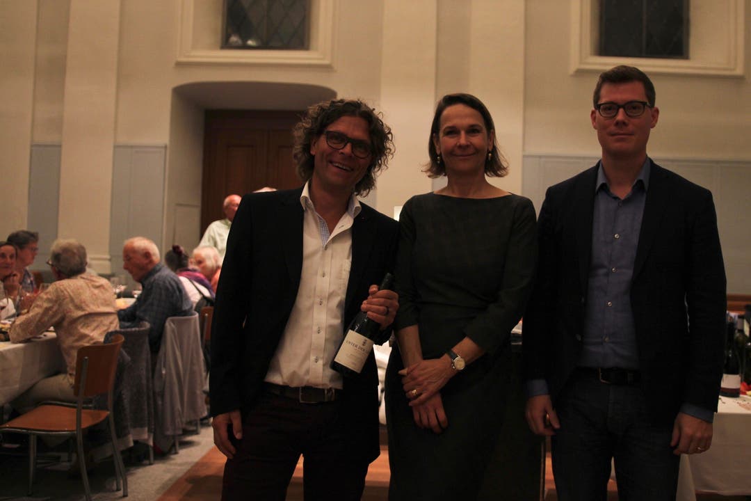 Weinhändler Corti, Pfarrerin Huppenbauer, Organist Jäggi (von links nach rechts).