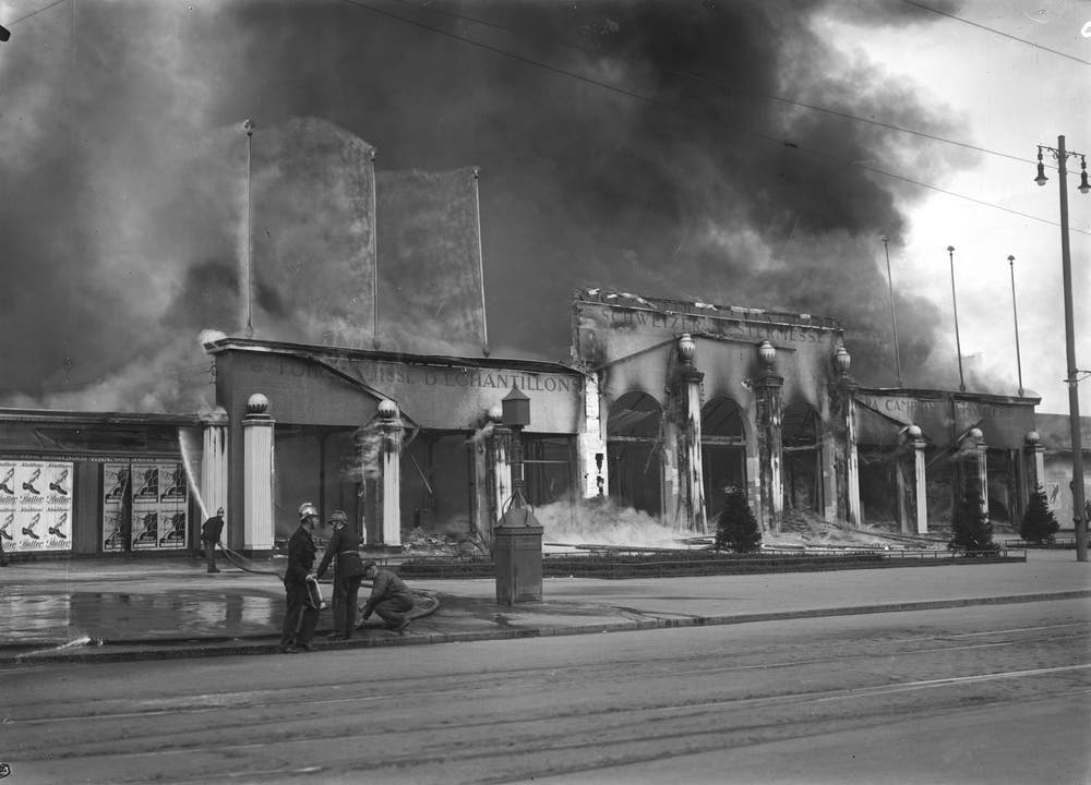 MUBA 1923: Am Bettag zerstörte ein Brand innerhalb einer Stunde die Gebäude der Schweizer Mustermesse