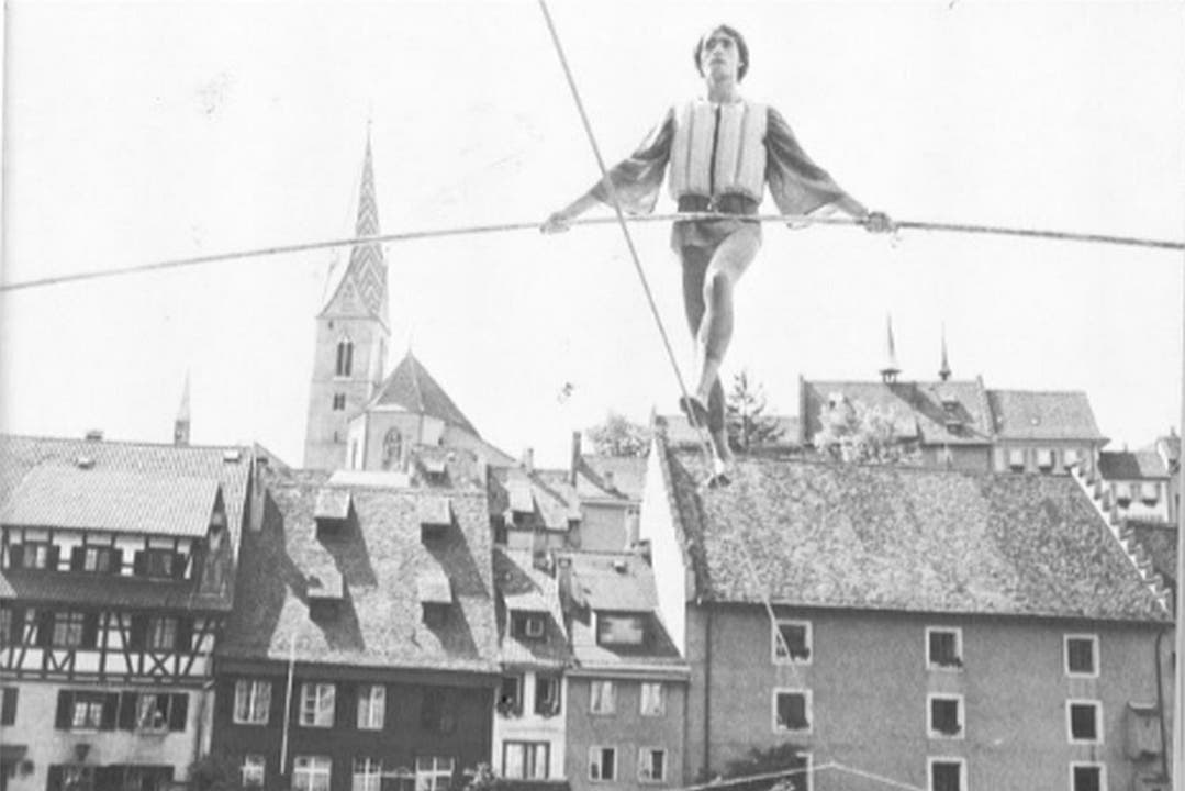 Lange her: Palino mit Hochseil-Akrobatik an der Badenfahrt 1982.