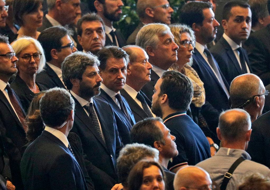 Die italienischen Staatsmänner Giuseppo Conte, Roberto Fico, Luigi di Maio und Matteo Salvini nahmen am Gedenkanlass teil.