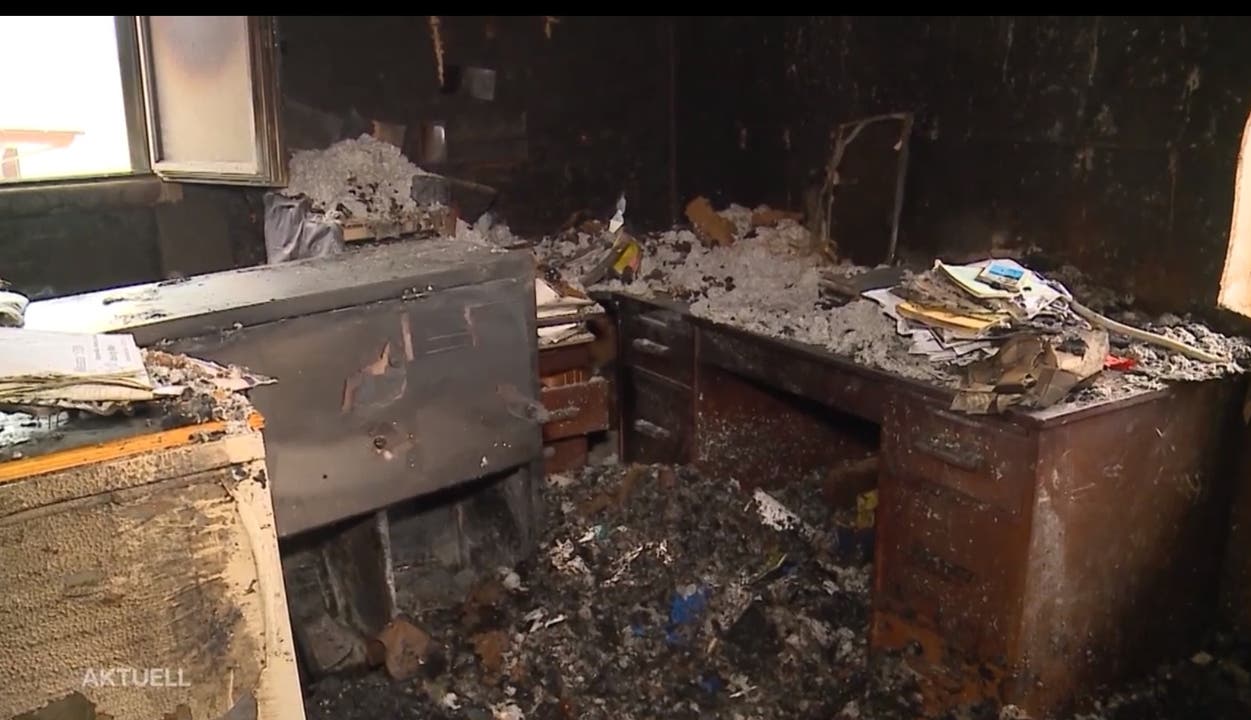So sieht es im Forstwerkhof nach dem Brand aus: Das Büro ist zerstört.