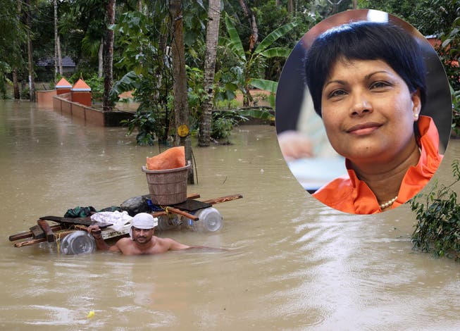 CVP-Kantonsrätin Susan von Sury sammelt für die Opfer der Überschwemmungen in Kerala.