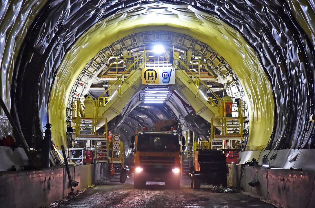 Man ist im Fahrplan: Die Bauarbeiten am Eppenberg-Tunnel (Besichtigung vom 18. Juli 2018)