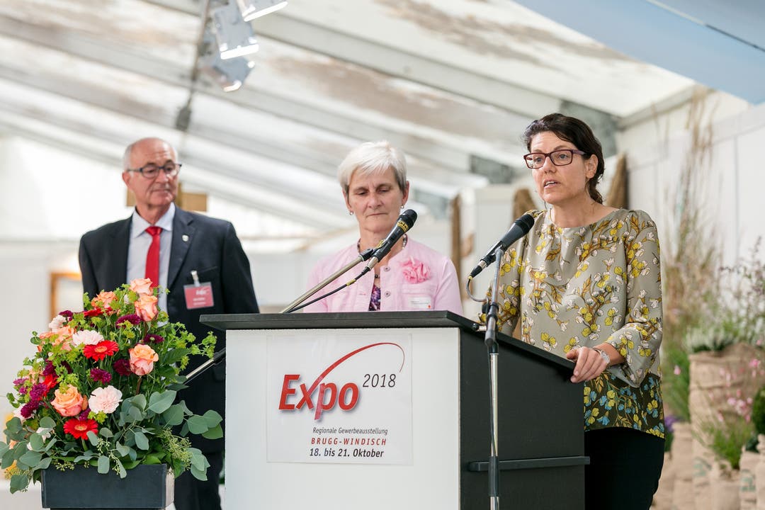 Expo Brugg-Windisch Grussworte gab es auch von der Windischer Gemeindepräsidentin Heidi Ammon (rechts) und der Brugger Frau Stadtammann Barbara Horlacher.