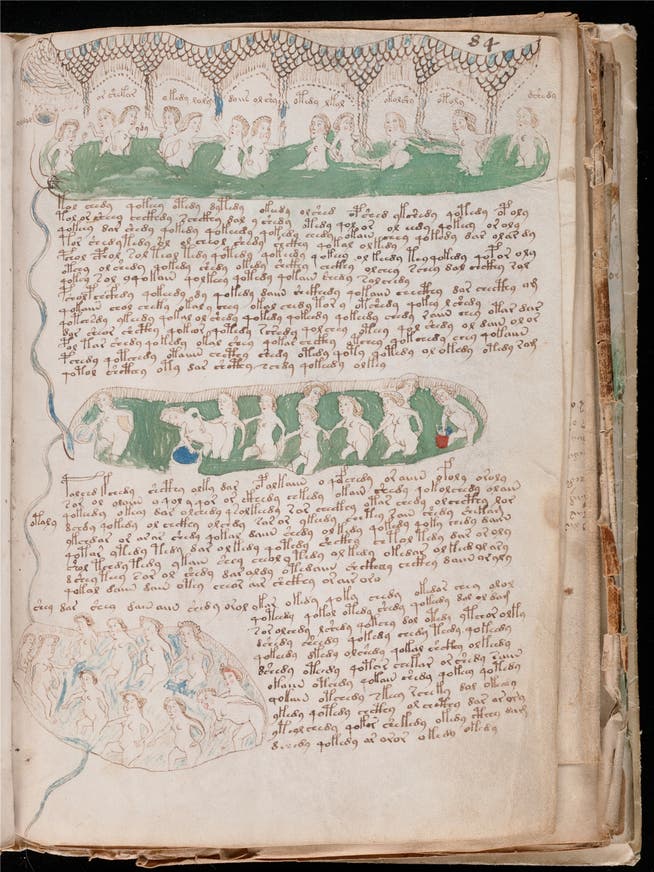 Badende (schwangere?) Frauen – war das «Voynich-Manuskript» gar ein mittelalterliches Abtreibungsmanual?Keystone