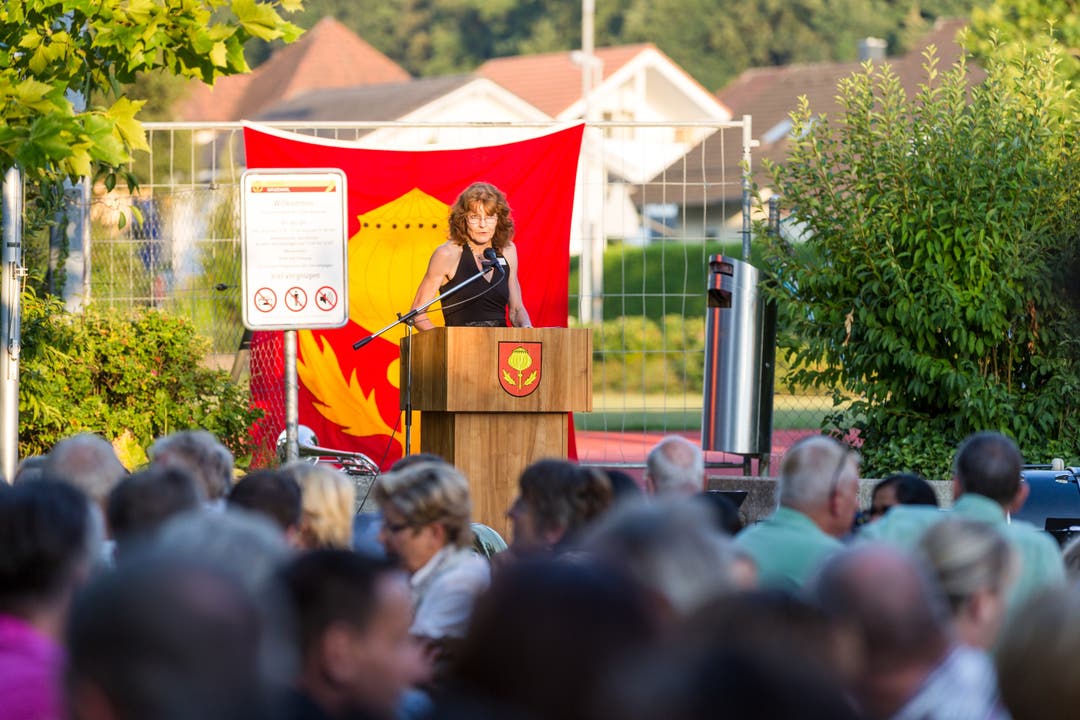 Bundesfeier Mägenwil 1. August-Feier in Mägenwil am 31. Juli 2018 mit Gastredner Roger Köppel. Im Bild: Gemeinderätin Marlène Fehlmann