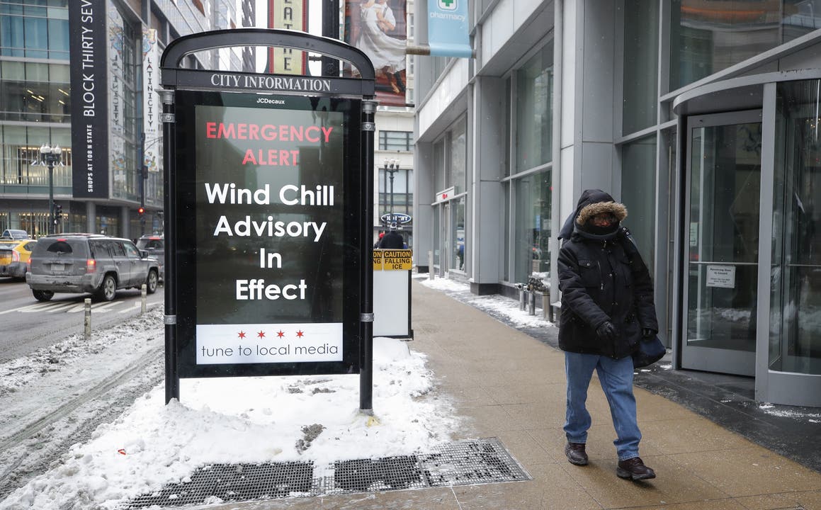 Katastrophen-Alarm: In Chicago warnen die Behörden mit Plakaten vor diesem «Wind Chill»-Effekt.