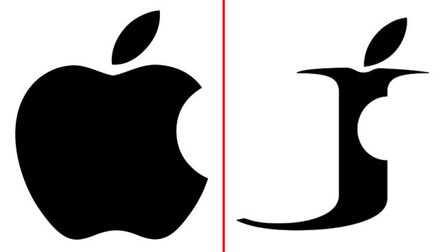 Diese Ähnlichkeit ist erlaubt: das Apple-Logo und das abgekupferte Zeichen.