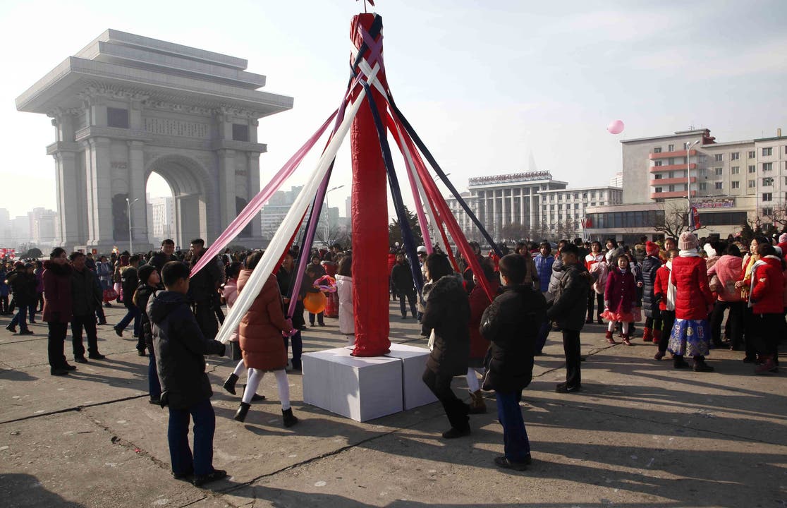 In Pyongyang, der Hauptstadt von Nordkorea, wird Neujahr gefeiert.