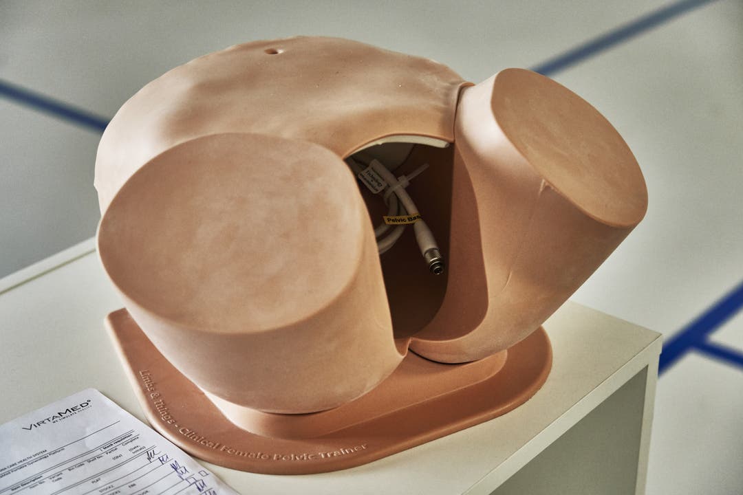 Mit dem Unterleib-Simulator können angehende Ärzte etwa das Durchführen von Ultraschall-Untersuchungen oder den Embryotransfer bei künstlichen Befruchtungen üben. Bei diesem Objekt fehlt noch das technische Innenleben.