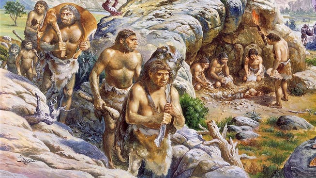 Geschlechterrollen sind nicht seit der Steinzeit starr: Diesen Beutezug führt eine Frau an. (Illustration)