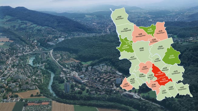 Baden ist mit 144'000 Einwohnern der mit Abstand grösste aller Bezirke, jeder fünfte Aargauer hat hier seinen Wohnsitz.
