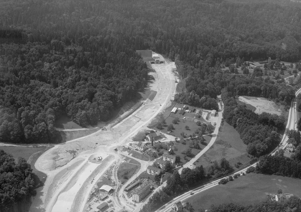 Bau des Bareggtunnels bei Neuenhof 1969