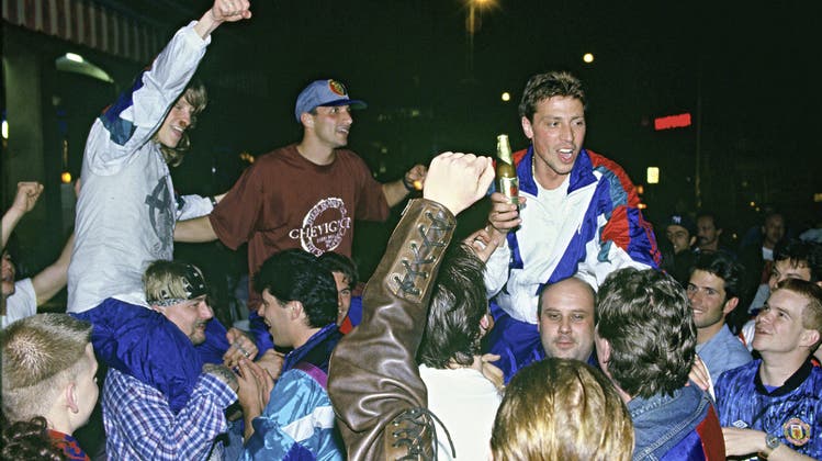 Die FCB-Aufstiegsspieler von 1994 erinnern sich in der Basler Fussballbeiz Didi Offensiv an das «geilste» Fest ihrer Karriere