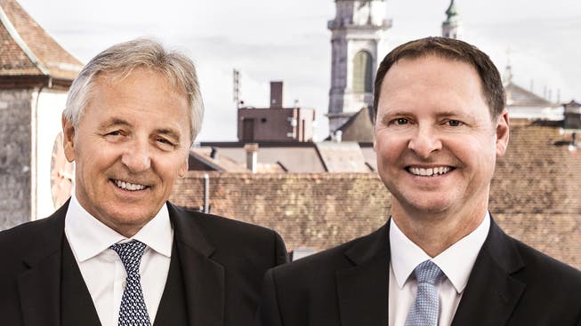 Der bisherige und neue Präsident des Verwaltungsrates: Felix Leuenberger und Philipp Simmen.