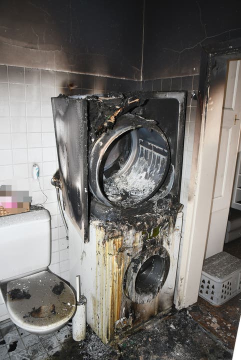 Aarau AG, 7. November: Ein Tumbler brennt, das Feuer weitet sich auf die ganze Wohnung aus und verwüstet sie.