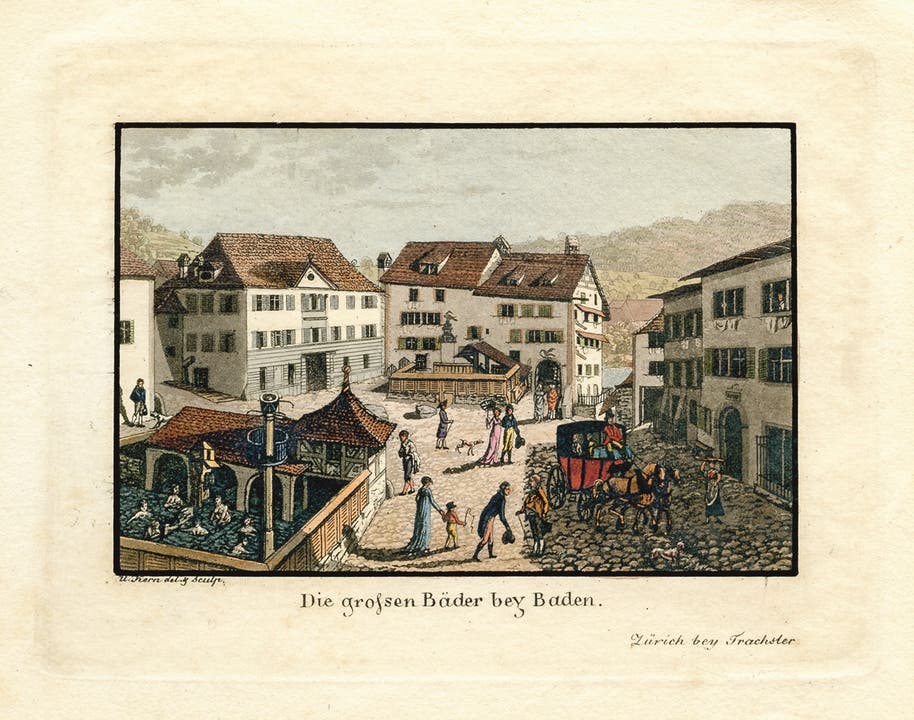 Der Badener Kurplatz im Jahr 1812.