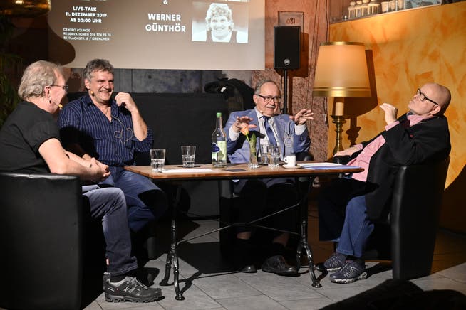 Von links: Eine spannende Gesprächsrunde mit Kurt Gilomen, Werner Günthör, Samuel Schmid und Dagobert Cahannes.
