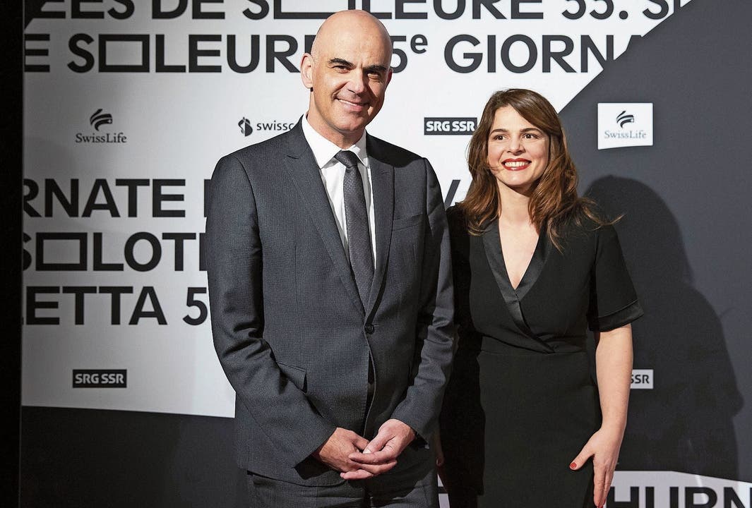 Kulturminister Bundesrat Alain Berset zusammen mit Anita Hugi bei der Eröffnung der 55.Solothurner Filmtage.