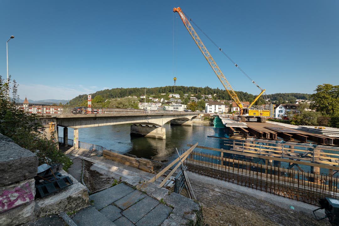 Bauarbeiten am Kettenbrücke-Provisorium im September 2019.