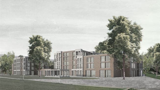 Das Siegerprojekt «Margerite» sieht diesen Neubau für das Alterszentrum Würenlos auf der Zentrumswiese vor. Visualisierung: zVg