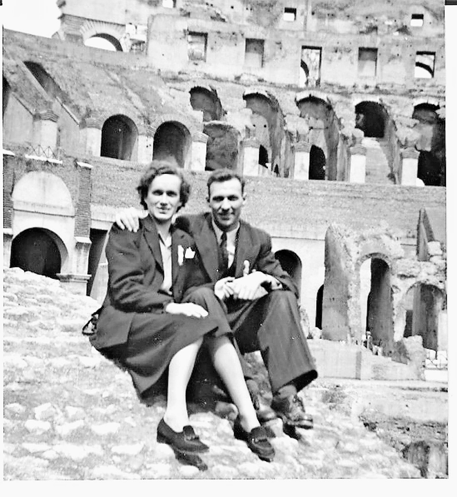 Hilda und Bernhard Scherer 1950 auf Hochzeitsreise in Rom.