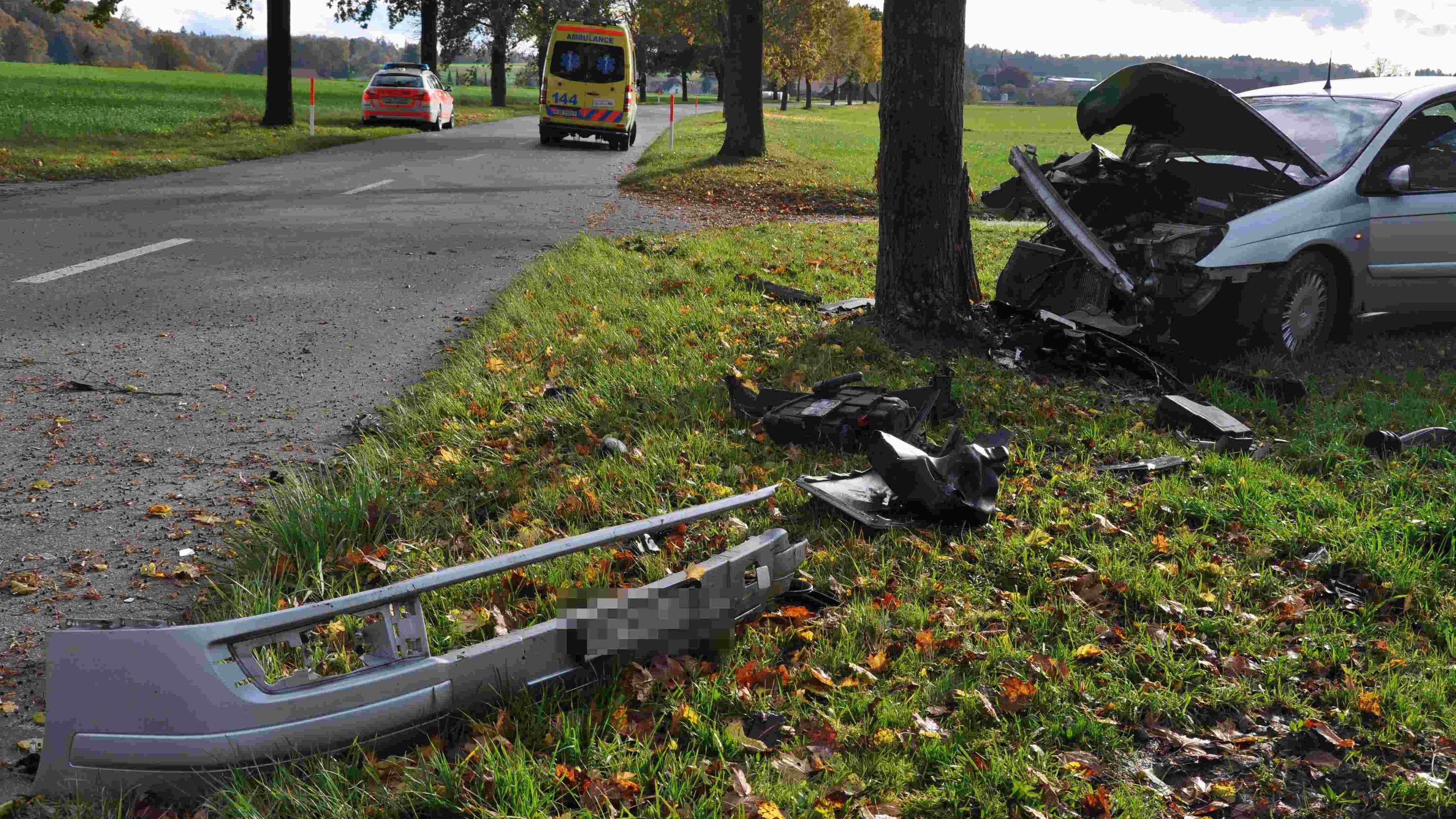 Messen Lenker Wollte Einem Tier Ausweichen Und Kracht Mit Auto Frontal In Einen Baum