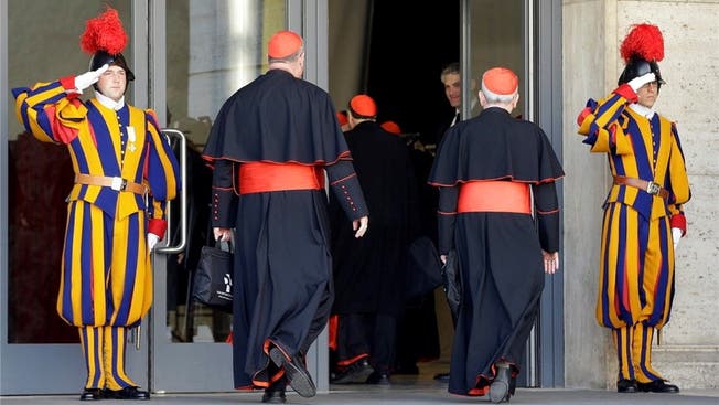 Schweizergardisten im Dienst, als Kardinäle 2013 einen neuen Papst wählten.ZVG