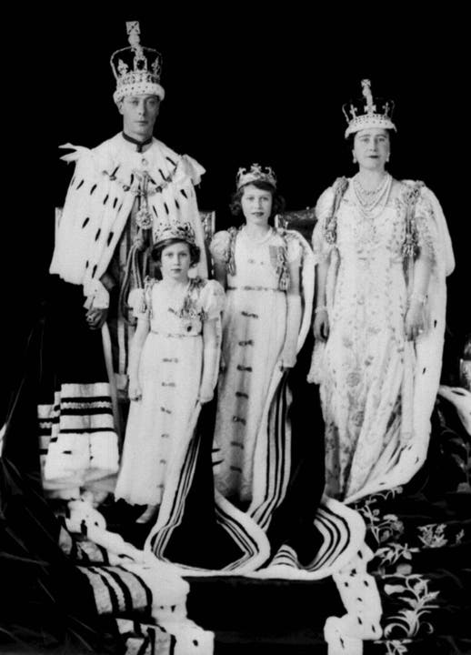 Die royale Familie nach der Krönung Alberts zu König George VI. 1937.