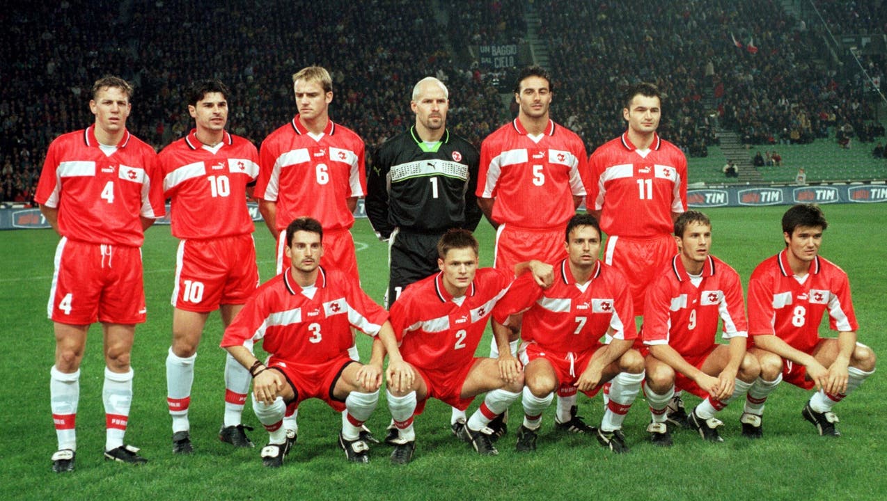  EM-Qualispiel gegen Italien: Hier war Stefan Wolf mit der Nummer 6 im Jahr 1998 dabei. Zusammen mit Stephane Chapuisat, Johann Vogel und Raphael Wicky. Die Schweizer verloren mit 0:2.