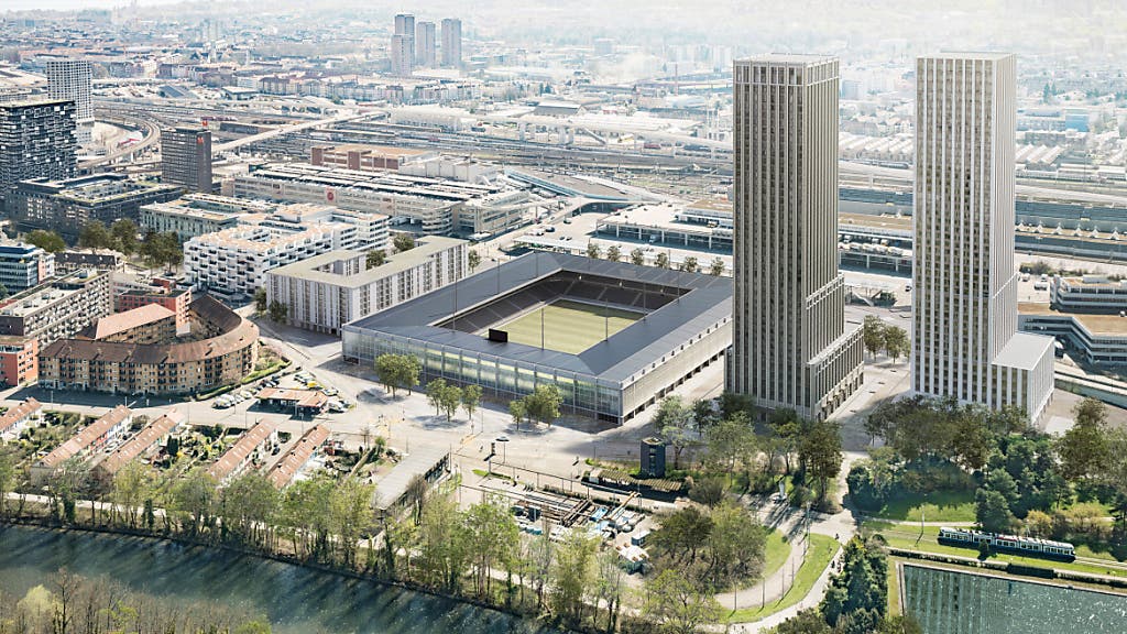 So könnte das zukünftige Fussballstadion auf dem Hardturm-Areal in Zürich aussehen. (Archivbild)