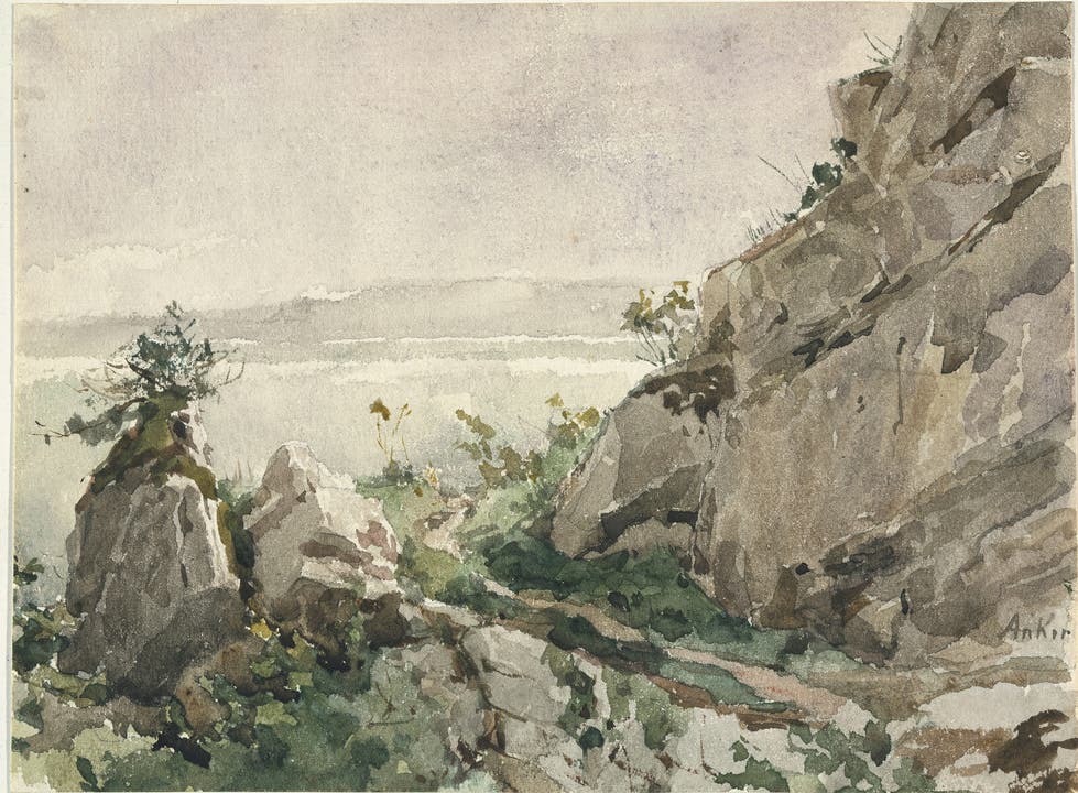 Weg oberhalb Ligerz, 1888, Aquarell auf Papier, 13,8 x 18,7 cm