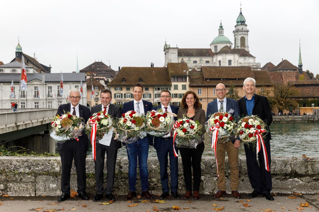 Die gewählten Parlamentarier: Kurt Fluri (FDP), Walter Wobmann (SVP), Christian Imark (SVP), Pirmin Bischof (CVP), Franziska Roth (SP), Stefan Müller-Altermatt (CVP) und Felix Wettstein (Grüne)