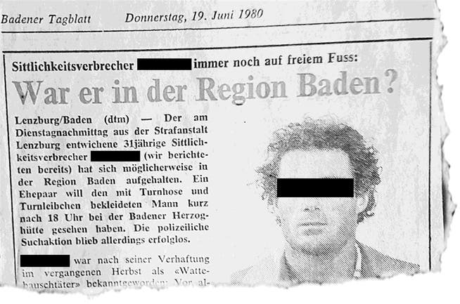 «Chloroform-Unhold» im «Badener Tagblatt», 19.6.80