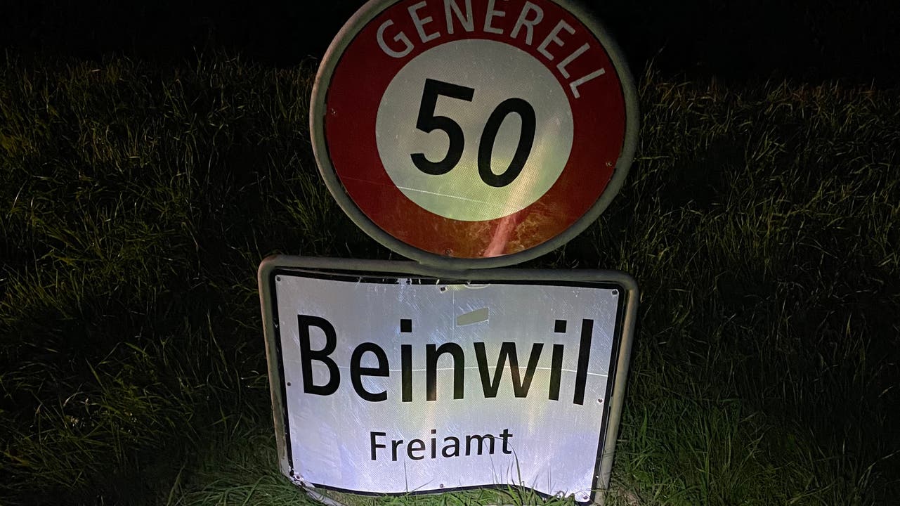Beinwil AG, 9. September: Ein betrunkener Autofahrer krachte ins Ortsschild und danach in eine Hausmauer. Trotzdem fuhr er weiter.