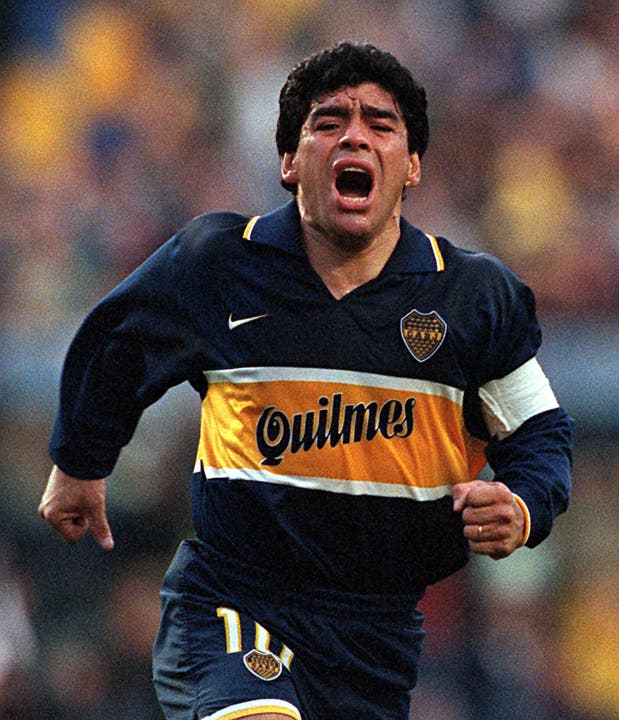 Diego Maradona 2007 im Dress der Boca Juniors. 