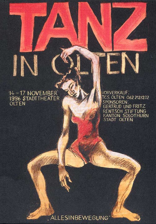 Der Erstling: Jörg Binz schuf das Plakat zu den ersten Oltner Tanztagen 1996. Thema: Alles in Bewegung.