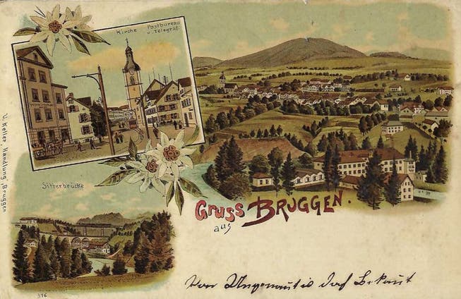 Eine Ansichtskarte aus Bruggen aus dem Jahr 1898.