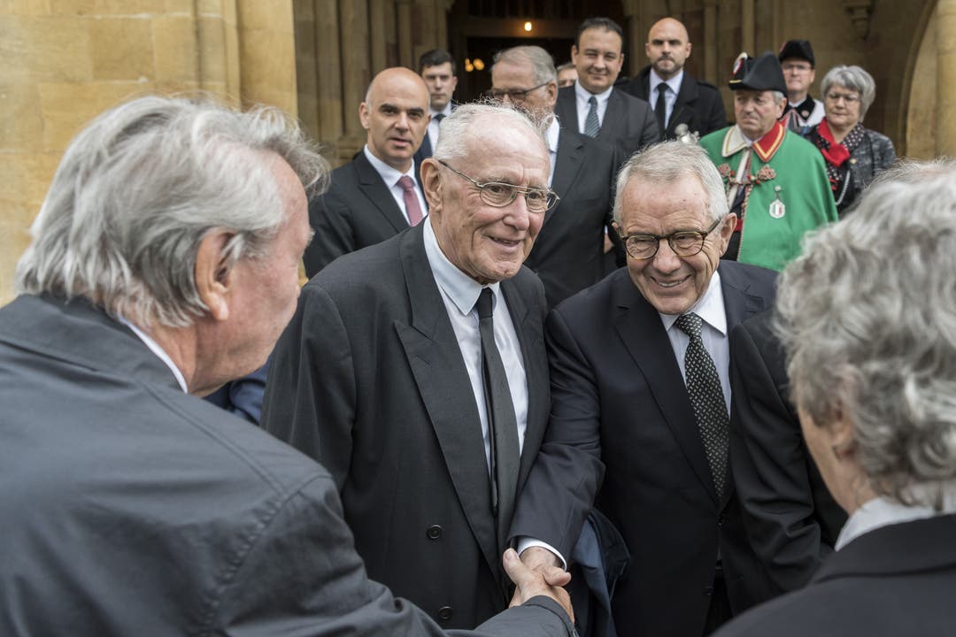 13. Juni 2016: Treffen ehemaliger Bundesräte, mit René Felber, Flavio Cotti, Arnold Koller (von links). 