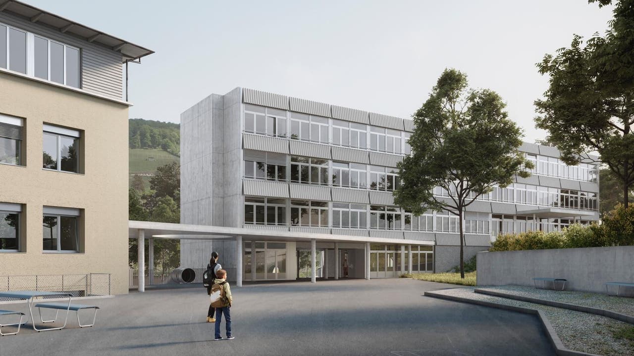 Visualisierung: So soll der Neubau des Schulhauses Bachtal aussehen.