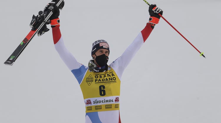 Ramon Zenhäusern (28) feiert im italienischen Alta Badia seinen vierten Weltcup-Sieg. (Keystone)