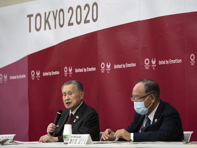 OK-Präsident Yoshiro Mori (links) hatte für einmal gute Nachrichten zu verkünden: Alle 68 japanischen Sponsoren haben ihre Verträge verlängert