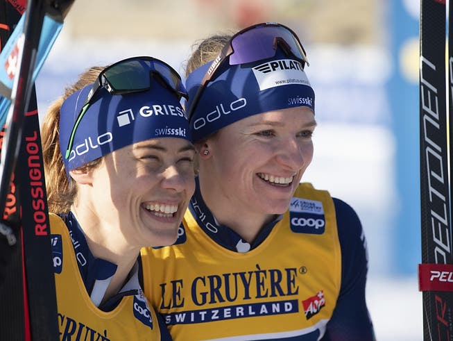 Im Hoch: Nadine Fähndrich (re.) feierte in Dresden im Sprint und ihm Teamsprint mit Laurien van der Graaff ihre ersten beiden Weltcup-Siege